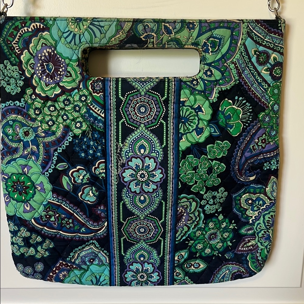 Vera Bradley Quilted Paisley Tote and Shoulder Bag in Navy and Teal